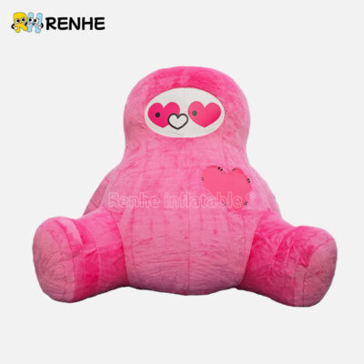 Odorless Theme Custom Fluffy Inflatable Pink Plush Doll Decoration