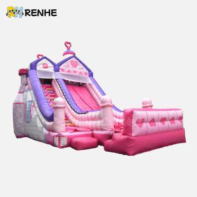 1 Customizable Cute Pink Princess Inflatable Play Slide for Kids