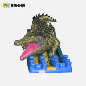 Vibrant Realistic Crocodile Themed Inflatable Dry Slide for Events