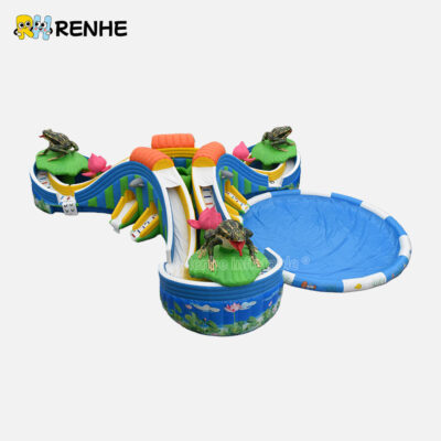 Rental Ready Durable Frog Inflatable Water Slide