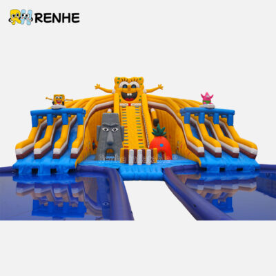 Non-Toxic SpongeBob Inflatable Water Slide for Kids