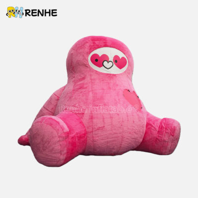 Odorless Theme Custom Fluffy Inflatable Pink Plush Doll Decoration