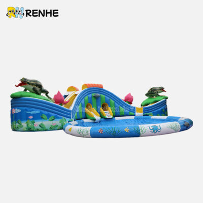 Rental Ready Durable Frog Inflatable Water Slide