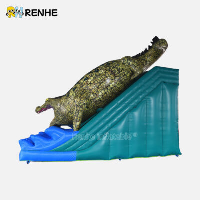 Vibrant Realistic Crocodile Themed Inflatable Dry Slide for Events