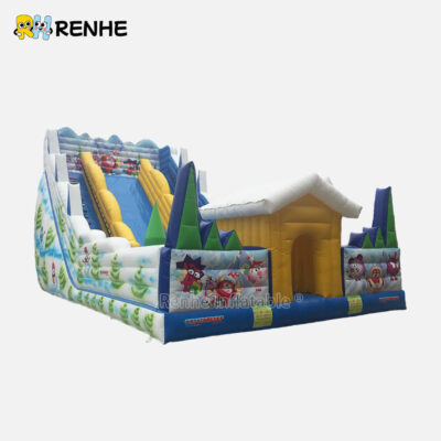 Reinforced Cartoon Themed Kids Safe Inflatable Slide for Park
