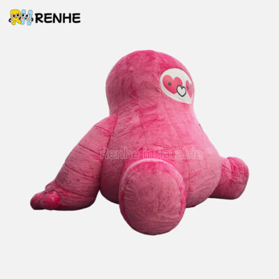 Odorless Theme Custom Fluffy Inflatable Pink Plush Doll Decoration
