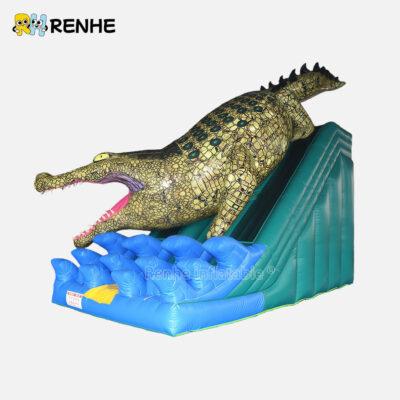 Vibrant Realistic Crocodile Themed Inflatable Dry Slide for Events