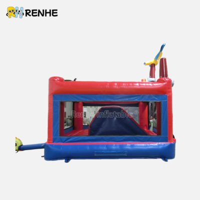 Pirate Ship Inflatable Bounce House with Slide for Backyard Recreation