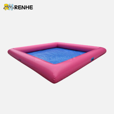 Pink Square Inflatable Pool with Minimalist Design for Family Gatherings