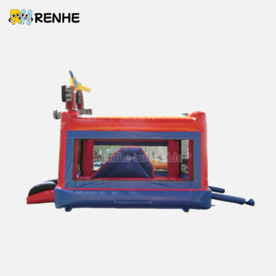 Pirate Ship Inflatable Bounce House with Slide for Backyard Recreation