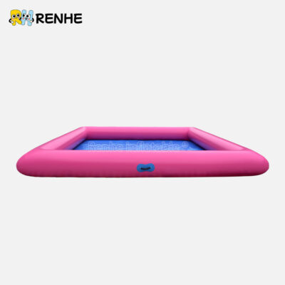 Pink Square Inflatable Pool with Minimalist Design for Family Gatherings