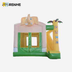 Jungle-Themed Inflatable Bouncer with Animal Graphics for Outdoor Summer Events