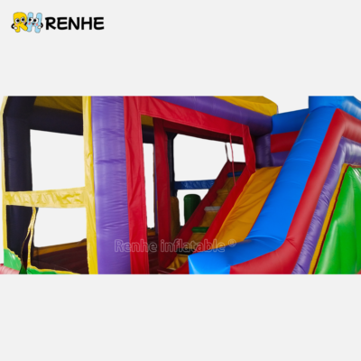 Rainbow Inflatable Bounce Combo House for Backyard Birthday Parties