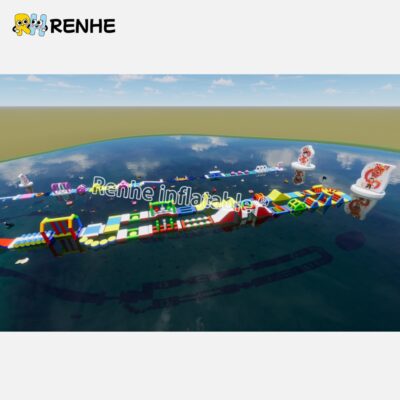 2 Customizable Inflatable Water Obstacle Course for Amusement Park Water Entertainment