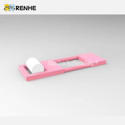 3 Modular Pink Inflatable Water Obstacle Course Components for Custom Aqua Parks