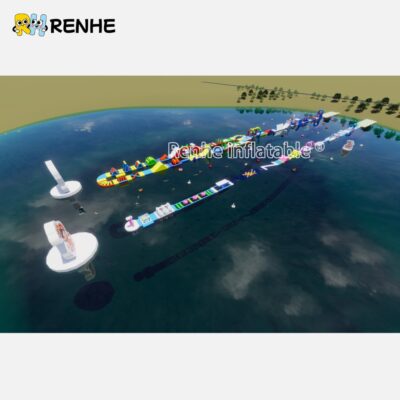 4 Customizable Inflatable Water Obstacle Course for Amusement Park Water Entertainment