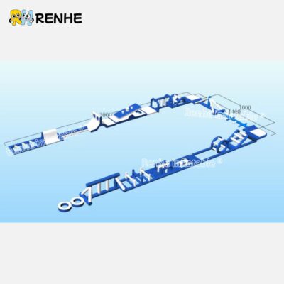 4 Inflatable Water Obstacle Course Modular Design with Engineering Drawings for Amusement Parks