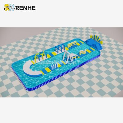 5 Commercial Grade U-Shaped Inflatable Water Park Obstacle Course for Lake & Pool